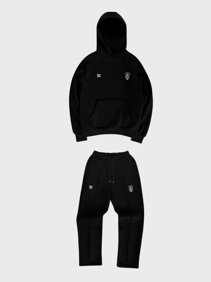 ENSEMBLE GRIS/NOIR HIVER 100% COTON